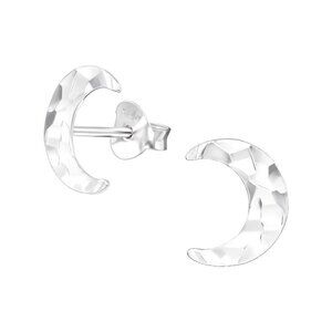 Sterling Silver Dainty Moon Stud Earrings